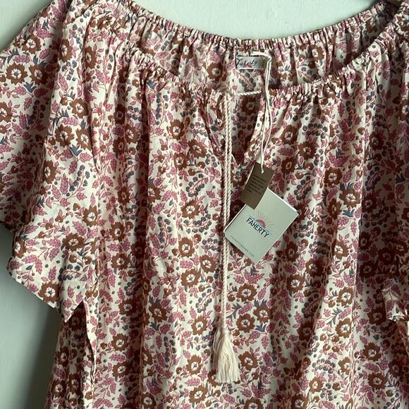 Faherty Florence Peasant Top Earth Block Print - Picture 9 of 15